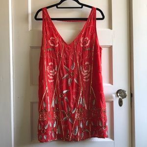Free People red/orange sequined dress!